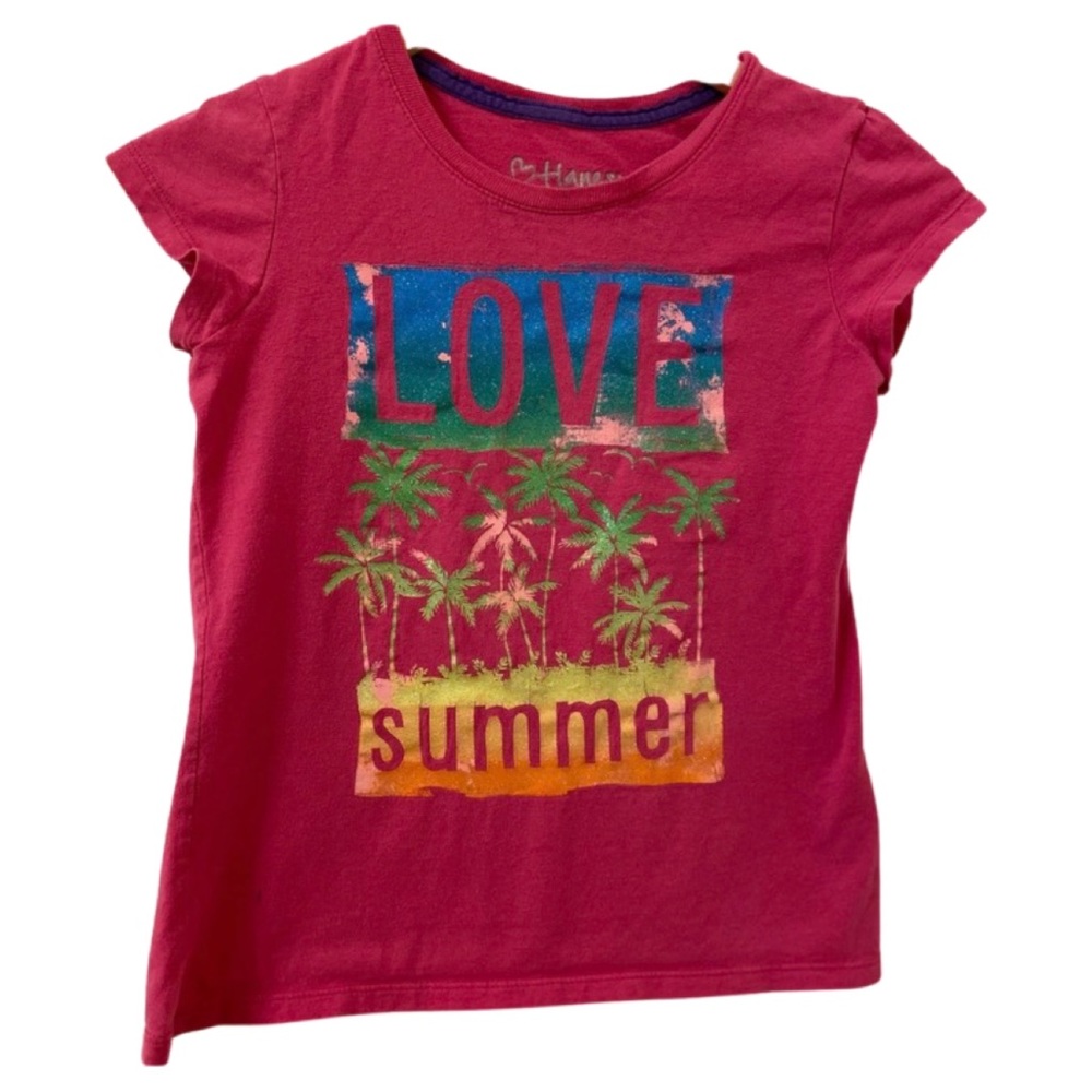 Hanes short-sleeve T-shirt.“Love-summer”size:7-8